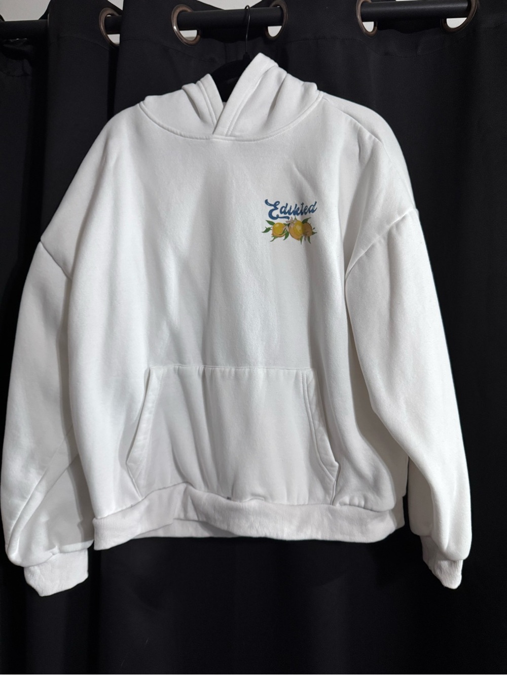 Edikted White Hoodie with Lemon Graphic